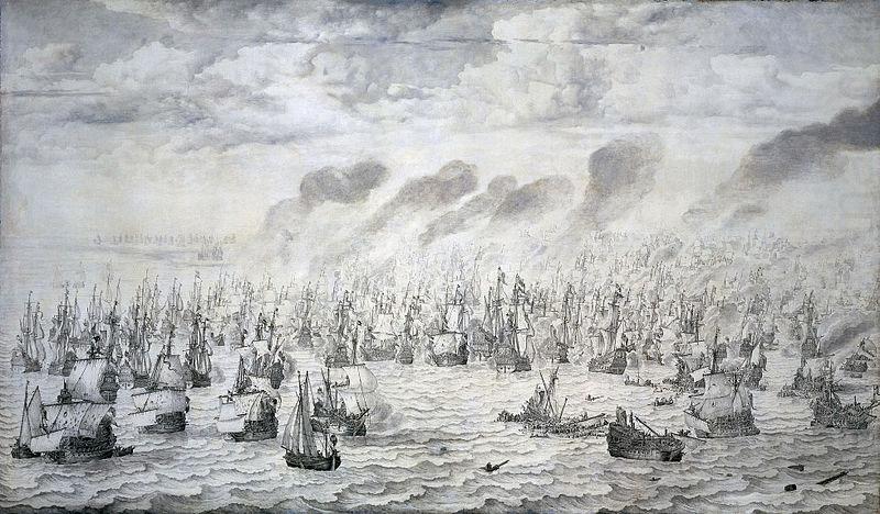 willem van de velde  the younger The Battle of Terheide, 10 August 1653: episode from the First Anglo-Dutch War china oil painting image
